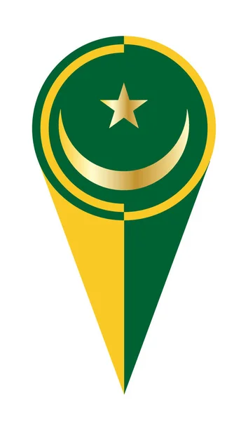 Mauritania Mapa Puntero Pin Icono Ubicación Bandera Marcador — Archivo Imágenes Vectoriales