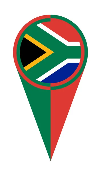 Zuid Afrika Kaart Pointer Pin Pictogram Locatie Vlag Marker — Stockvector