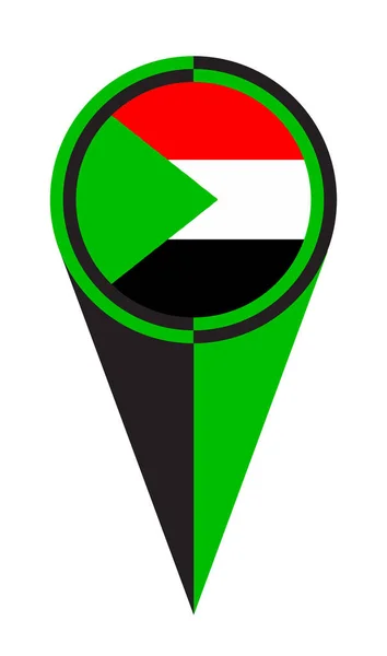 Sudan mapę wskaźnika lokalizacji flaga — Wektor stockowy