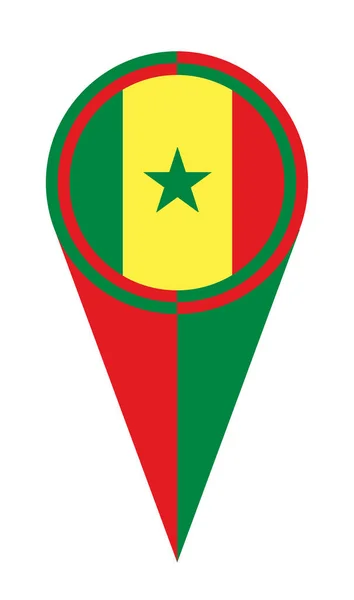 Σενεγάλη Χάρτης δείκτη σημαία τοποθεσίας — Διανυσματικό Αρχείο