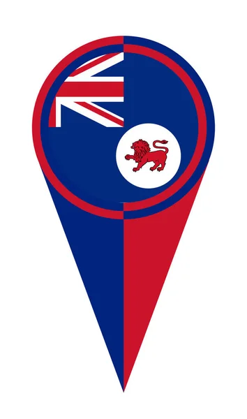 Tasmanie Carte Pointeur Broche Icône Emplacement Drapeau Marqueur — Image vectorielle