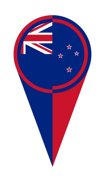 Nieuw Zeeland Kaart Pointer Pin Pictogram Locatie Vlag Marker — Stockvector