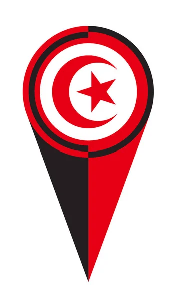 Tunisia Mappa Puntatore Pin Icona Posizione Flag Marker — Vettoriale Stock