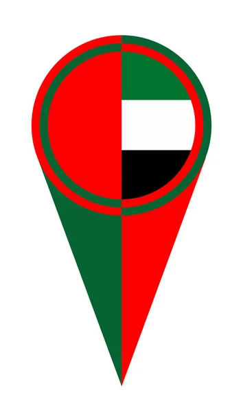 Egyesült Arab Emírségek Térkép Mutató Pin Ikon Hely Zászló Marker — Stock Vector