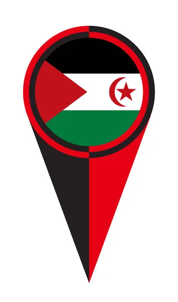 Δυτική Σαχάρα Χάρτη Δείκτη Pin Εικονίδιο Θέση Σημαία Δείκτη — Διανυσματικό Αρχείο