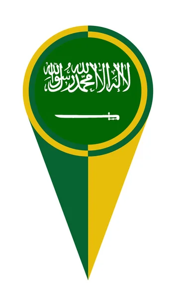 Saúdská Arábie Mapa Ukazatel Pin Ikona Umístění Vlajka — Stockový vektor
