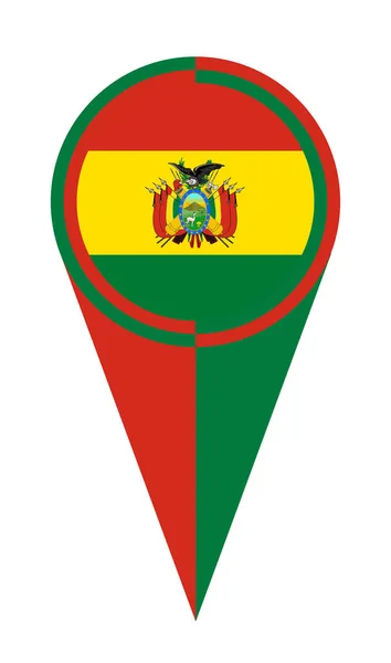 Bolivia Karta Pekare Pin Ikon Plats Flagga Markör — Stock vektor