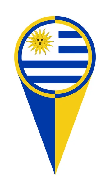 Uruguay Mapa Puntero Pin Icono Ubicación Bandera Marcador — Archivo Imágenes Vectoriales