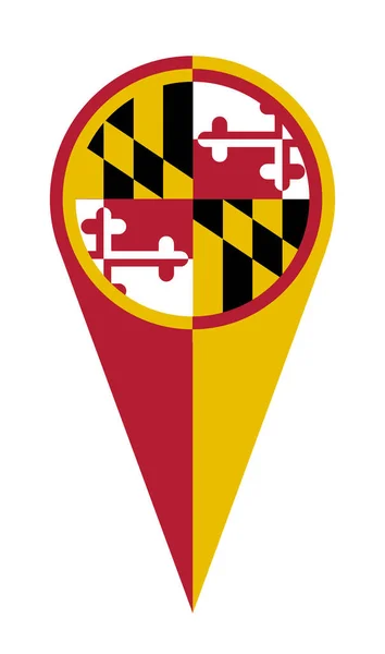 Maryland Κράτος Χάρτη Δείκτη Pin Εικονίδιο Θέση Σημαία Δείκτη — Διανυσματικό Αρχείο