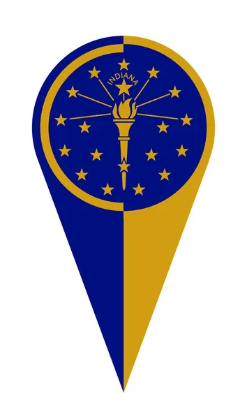 Indiana Stato Mappa Puntatore Pin Icona Posizione Bandiera Marcatore — Vettoriale Stock