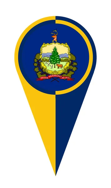 Vermont Statskarta Pekare Pin Ikon Plats Flagga Markör — Stock vektor