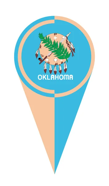 Oklahoma État Carte Pointeur Broche Icône Emplacement Drapeau Marqueur — Image vectorielle