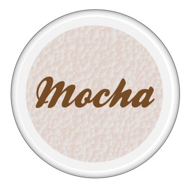 Beyaz arka planda bir fincan Mocha kahvesinin üst görüntüsü.