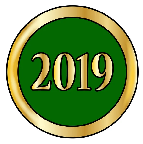 2019 groene knop — Stockvector