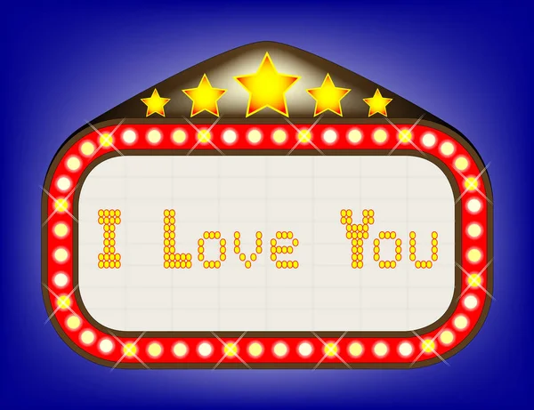 I Love You Theatre Marquee — Stock Vector