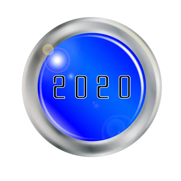 2020 kék gomb — Stock Vector