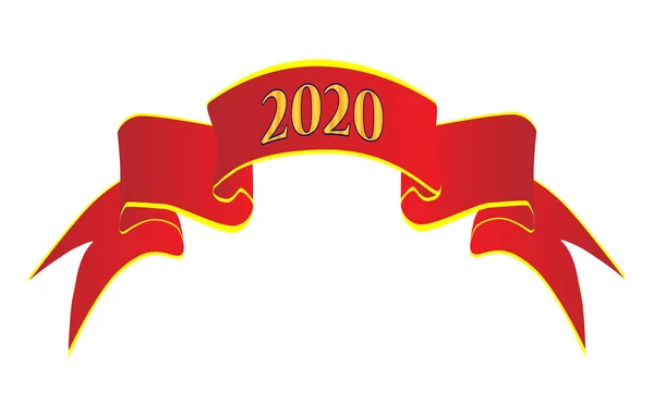 Ruban de satin rouge 2020 — Image vectorielle