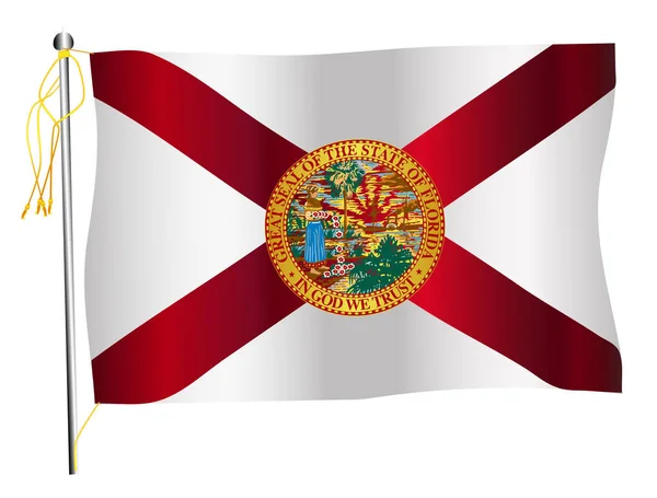 Florida State zwaaien vlag en vlaggenmast — Stockvector