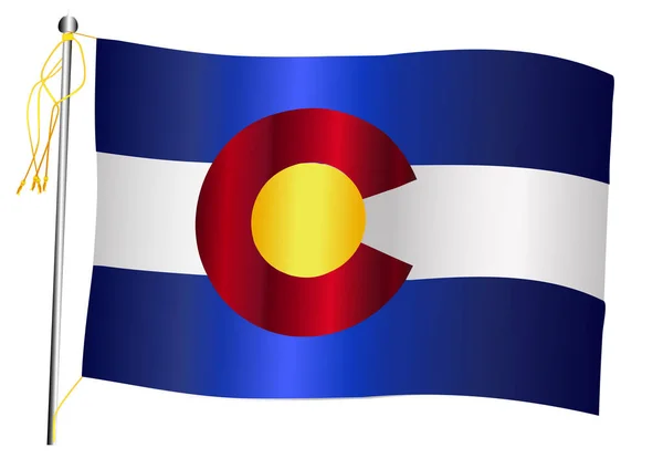Kolorado-Staat schwenkt Flagge und Fahnenmast — Stockvektor