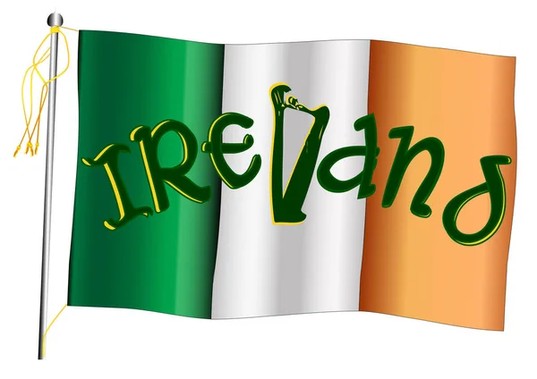 Bandiera e bandiera sventolanti dell'Irlanda — Vettoriale Stock