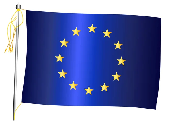 ΕΕ κυματίζει σημαία και κοντάρι σημαίας — Διανυσματικό Αρχείο