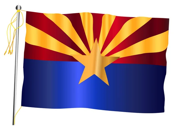 Arizona État agitant le drapeau et le mât de drapeau — Image vectorielle