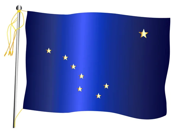 Bandera y asta de bandera del estado de Alaska — Vector de stock