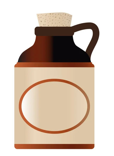 Leere Steinflasche mit Korken und Logo — Stockvektor