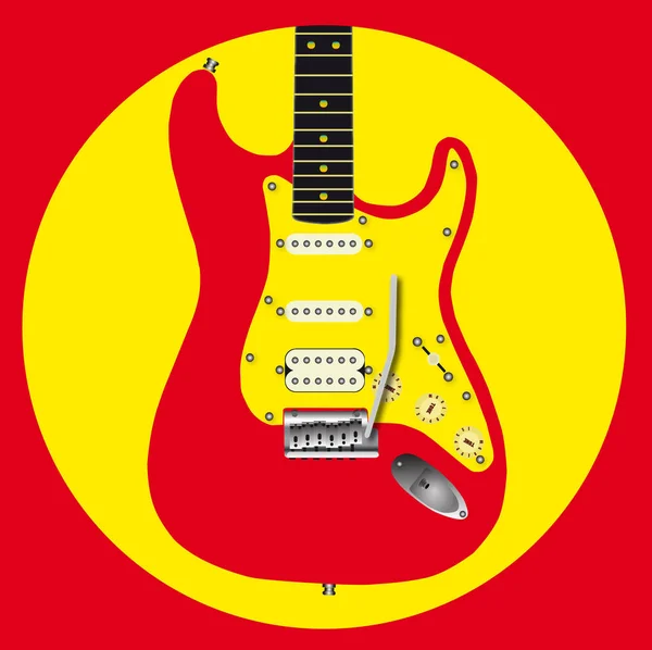Kırmızı Gitar Simgesi — Stok Vektör