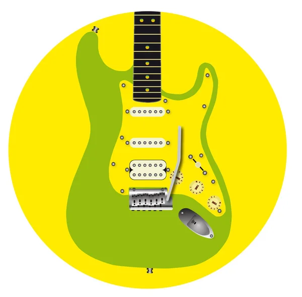 Rund grön gitarr ikon — Stock vektor