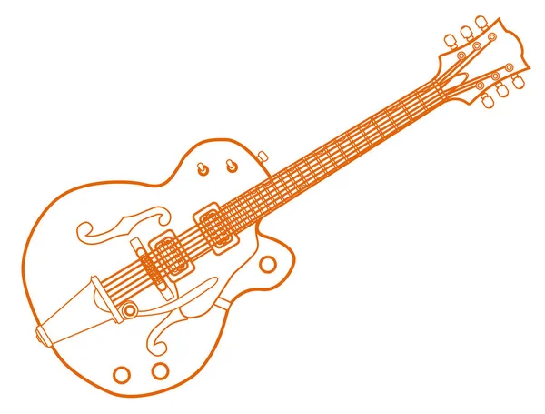 Orange Line Disegno Paese e Chitarra occidentale — Vettoriale Stock