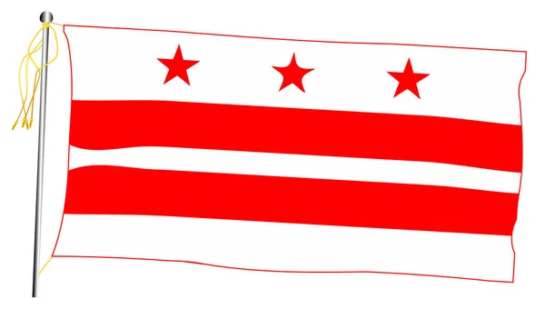 Washington DC Estado ondeando bandera y asta de la bandera — Archivo Imágenes Vectoriales