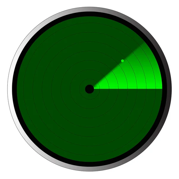 Pantalla de radar con un punto OVNI verde — Vector de stock