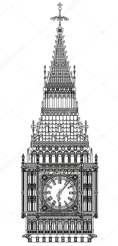 Big Ben Line Drawing