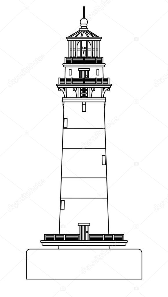 Isolated Lighthouse Line Drawing