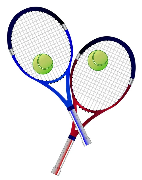 Raqueta de tenis y dobles de pelota — Vector de stock