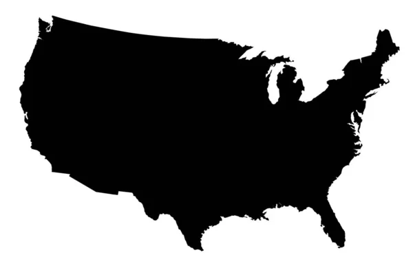 Mappa USA Silhouette nera — Vettoriale Stock