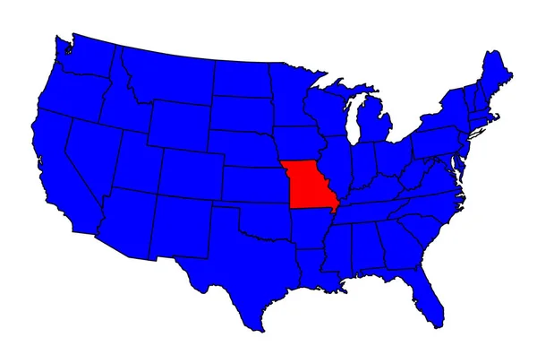 Positie van de staat Missouri — Stockvector