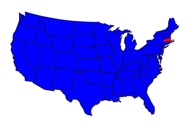 Ubicación del estado de Massachusetts — Archivo Imágenes Vectoriales