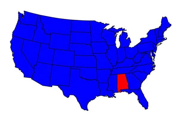 Estado de Alabama Ubicación — Archivo Imágenes Vectoriales