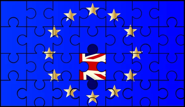 Európai uniós zászló kirakós a Union Jack — Stock Vector