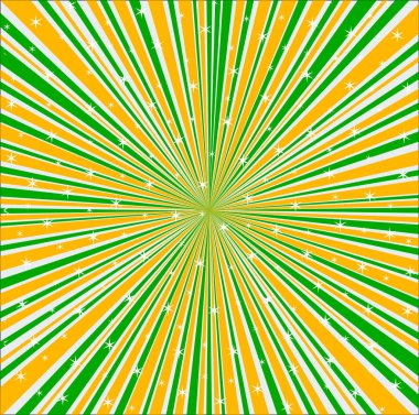 Yeşil turuncu ve beyaz ve Yıldız ile ışınları arka plan