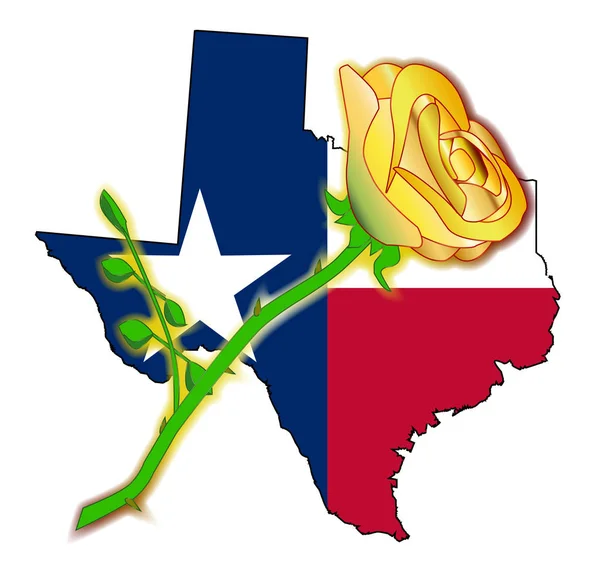 Vlajka Texas map se žlutou růžovou — Stockový vektor