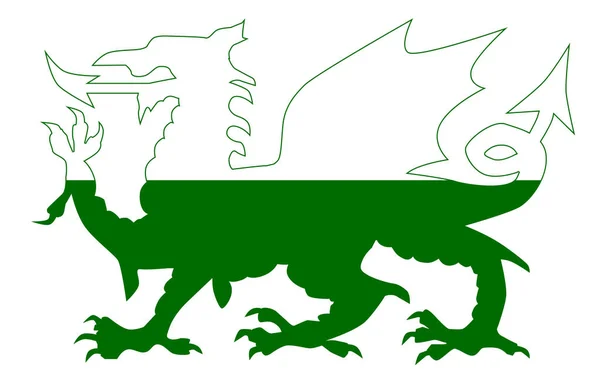 Silueta de bandera de dragón galés — Vector de stock