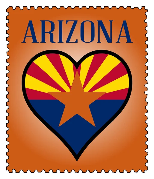 Amor Arizona Bandera Postage Sello — Archivo Imágenes Vectoriales