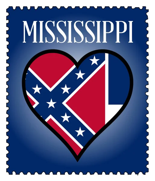 Amor Mississippi Bandeira Carimbo postal — Vetor de Stock