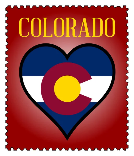 Amor Colorado Bandera Postage Sello — Vector de stock