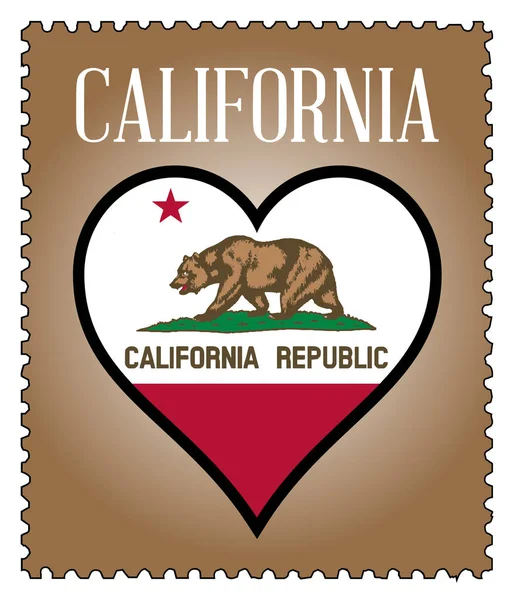 Love California Drapeau Timbre-poste — Image vectorielle