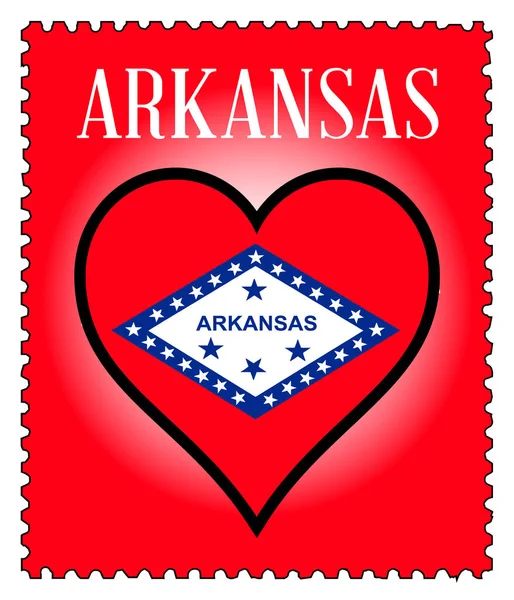 Amor Arkansas Bandera Postage Sello — Archivo Imágenes Vectoriales
