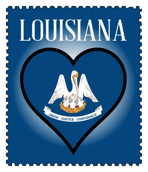 Amore Bandiera della Louisiana Francobollo — Vettoriale Stock